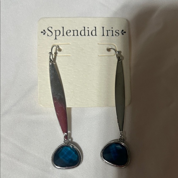 Splendid Iris Blue and Silver Drop Earrings - Picture 1 of 1